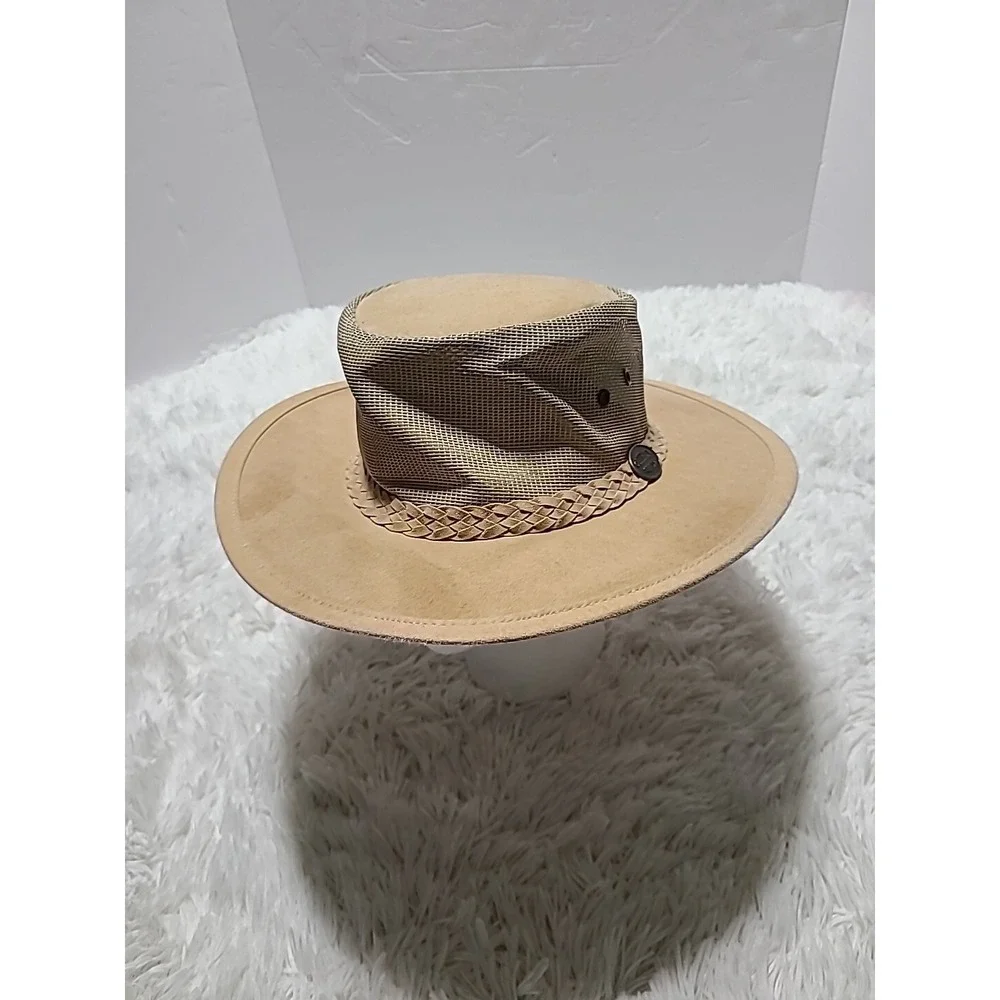 OUTBACK SHADE Men's M Tan Sport Hat w/Mesh‎ Strap Made In Australia Golf Hiking